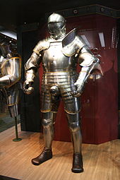 The Royal Armouries still have displays in the White Tower. This suit of armour belonged to Henry VIII. Tower of london 812.jpg