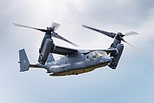 CV-22B Osprey with rotors in tilt USAF CV-22B Osprey 11-0058 RIAT 2023 03.jpg