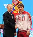 Vladimir Putin (vlevo) a Maxim Vylegžanin (2014)