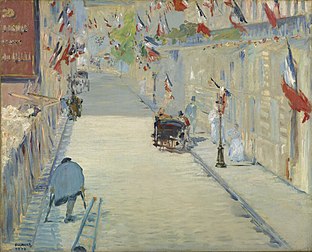 La Rue Mosnier aux drapeaux, tableau d'Édouard Manet (1878, Getty Center). (définition réelle 8 516 × 6 883)