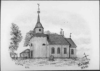 Kyrkan på teckning från 1895