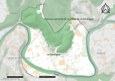 Carte des sites Natura 2000 à La Roque-Gageac.