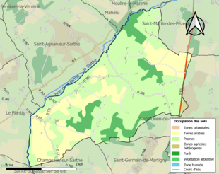 Carte en couleurs présentant l'occupation des sols.