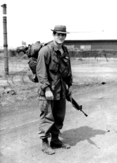 Gore with the 20th Engineer Brigade in Bien Hoa as a journalist with the paper The Castle Courier AlGoreVietnam.png