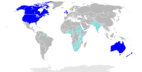 Countries of the world where English is an off...