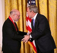 Stephen Balch, founding president of the National Association of Scholars, receives the National Humanities Medal from U.S. president George W. Bush on November 15, 2007 Balch receives medal.jpg