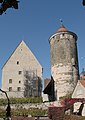 Oberes Stadttor mit Schochenturm und Steinhaus (Blick von außerhalb der Stadtmauer)