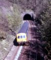 A train entering Thurstonland rail tunnel in the 1970s