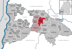 Elhelyezkedése Baden-Württemberg térképén