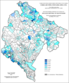 Pjesa e serbëve në Mal të Zi sipas vendbanimeve 1971