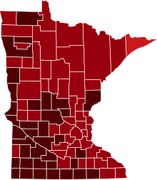 COVID-19 Prevalence in Minnesota by county.svg