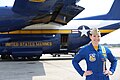 Captain Higgins posing in front of "Fat Albert", 2016