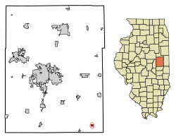 Location of Broadlands in Champaign County, Illinois.