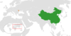 Location map for China and Moldova.