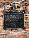 Historical marker installed at the current church building