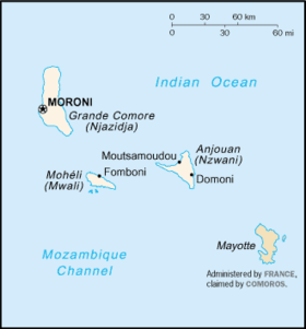 موقع مایوت ولسوالۍ Department of Mayotte