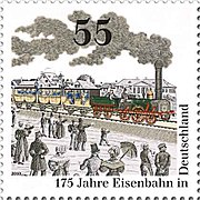55-Cent-Sondermarke von Deutschland (2010) anlässlich 175 Jahren Eisenbahn in Deutschland