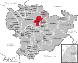 Läget för Eislingen/Fils i Landkreis Göppingen