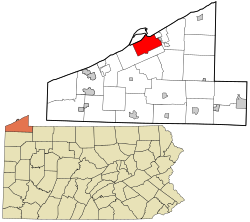 Location in Erie County and the state of Pennsylvania.