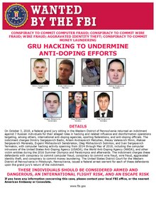 FBI wanted poster of officers indicted in connection to Fancy Bear FBI GRU Indictment Wanted Poster.pdf