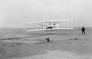 First successful flight of the Wright Flyer, b...