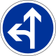 B21d2. Directions obligatoires à la prochaine intersection : tout droit ou à gauche.