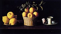Francisco de Zurbarán, "Still Life with Lemons, Oranges and a Rose", 1633