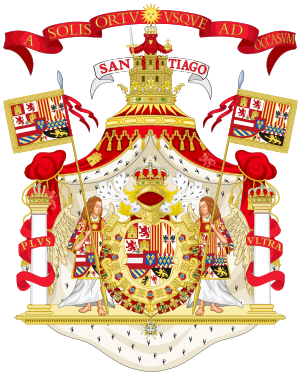 Пълен орнаментиран кралски герб на Испания (1700-1761) .svg