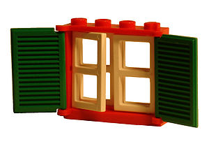 English: Lego Window, double, with shutters De...
