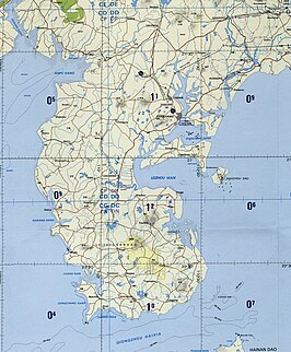 Topografische kaart van het schiereiland