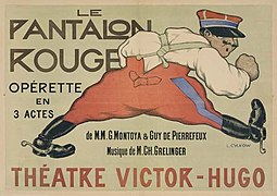 A poster for a 1904 operetta entitled Le Pantalon Rouge and depicting a French army officer
