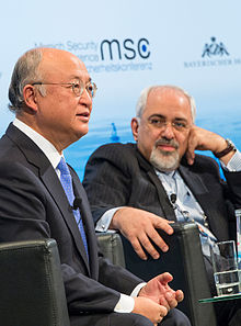 Yukiya Amano and Mohammad Javad Zarif MSC 2014 Amano-Zarif Mueller MSC2014.jpg