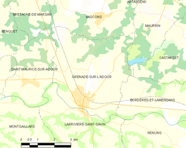 Mapa obce Grenade-sur-l’Adour