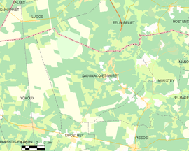 Mapa obce Saugnacq-et-Muret