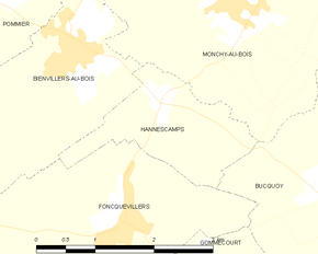 Poziția localității Hannescamps