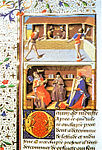 Erste bekannte Darstellung eines Tennisplatzes aus der französischen Übersetzung eines Werks von Valeris Maximus, 14. Jahrhundert