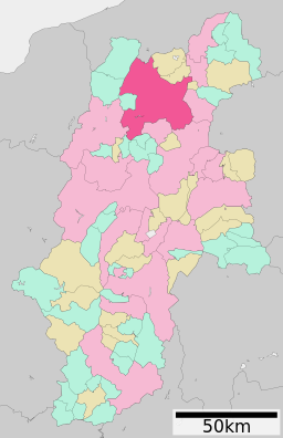 Nagano stads läge i Nagano prefektur