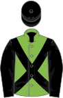 Light green, black cross sashes, black sleeves and cap