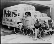 Advertisement for Peters Ice Cream from 1939 featuring Valda Unthank and Hubert Opperman.[9]