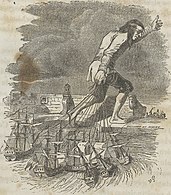 Gulliver pulling the fleet, Gulliver's Travels (1838)
