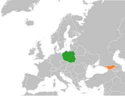 Map indicating locations of Poland and Georgia