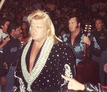 Valentine (left) with his Rhythm and Blues tag team partner The Honky Tonk Man (March 7, 1989) Rhythm and Blues tag team.jpg