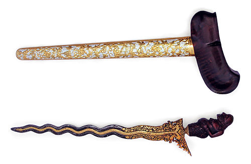 A gayaman-style kris, with a figure of Semar as the handle