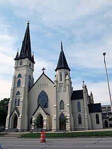 St. Mary's Church in Lincoln was the first cathedral. St. Mary's Catholic Church, Lincoln, Nebraska, USA.jpg