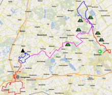 The planned course, shortened due to snowfall