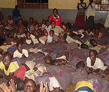 A room of child "night commuters" Uganda night commuters - full room.jpg