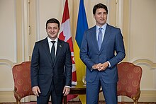 Ukraine President Volodymyr Zelenskyy meets Canadian Prime Minister Justin Trudeau during the Ukraine Reform Conference, 2 July 2019.jpg