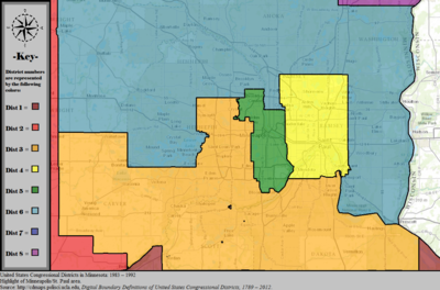 United States Congressional Districts in Minnesota (metro highlight), 1983 - 1992.tif