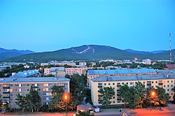 View over a residential area of Yuzhno-Sakhalinsk