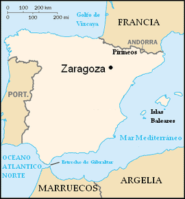 Poziția localității Zaragoza